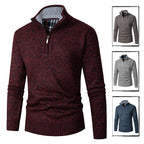 Men's Knitted Jumper | Half-Zip with Check Collar
