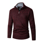 Men's Knitted Jumper | Half-Zip with Check Collar