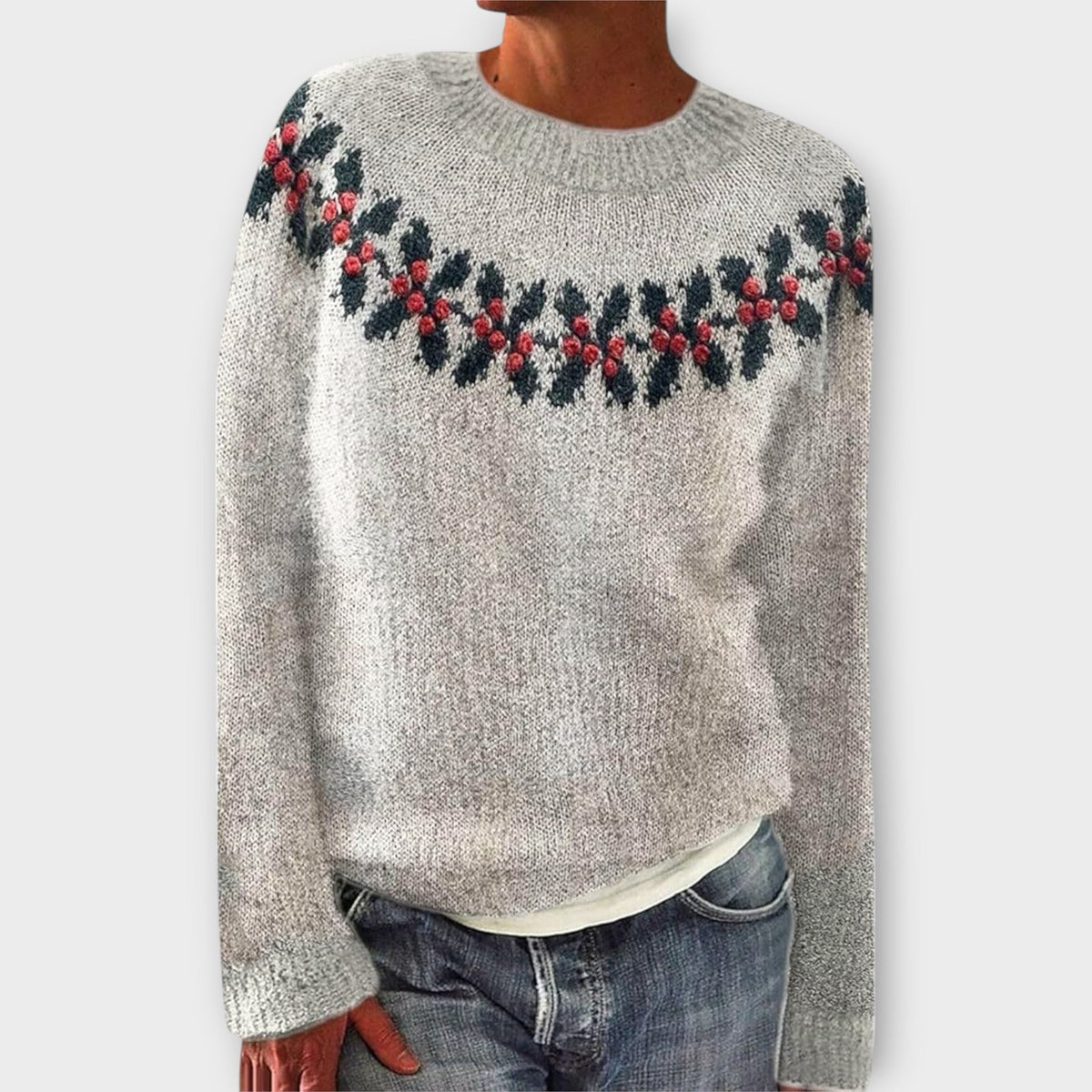 Women's Jumper | Antler Pattern & Crew Neck