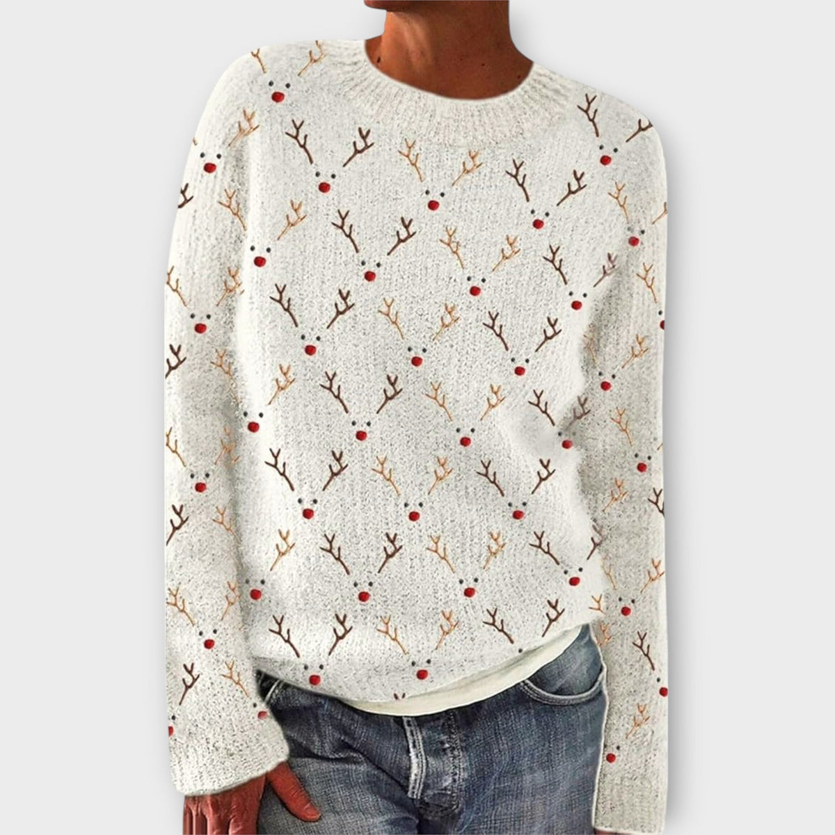 Women's Jumper | Antler Pattern & Crew Neck