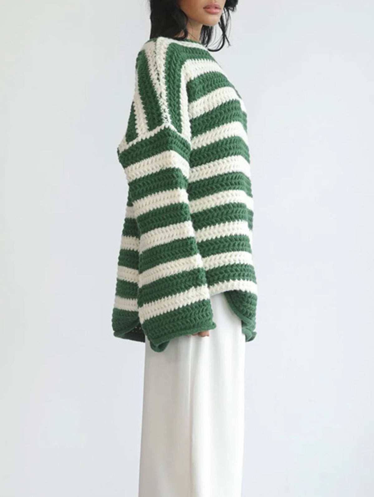 Women's Jumper | Chunky Knit & Striped Pattern