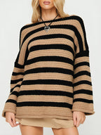 Women's Jumper | Chunky Knit & Striped Pattern