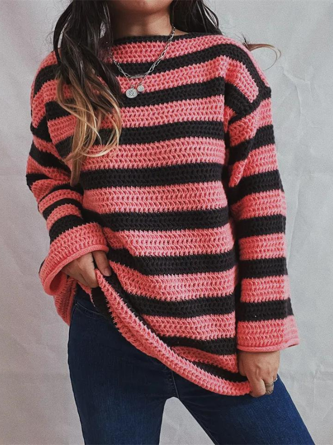 Women's Jumper | Chunky Knit & Striped Pattern