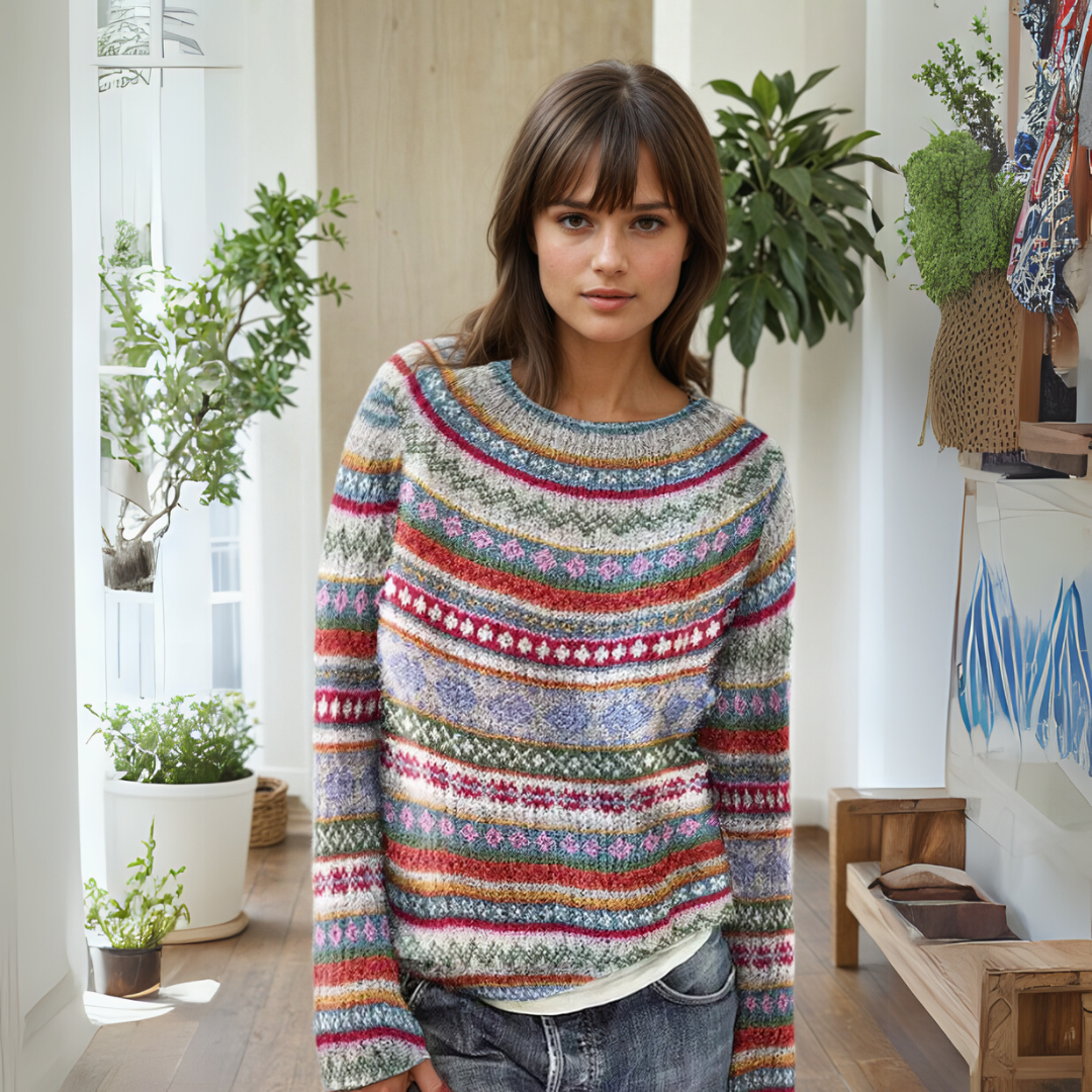 Women's Jumper | Striped Pattern & Boat Neck