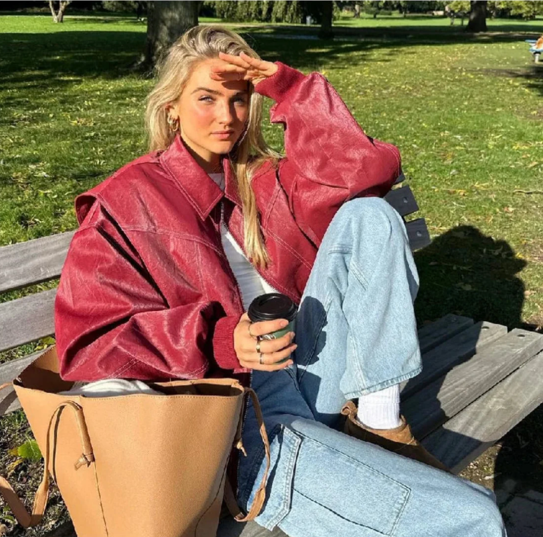Women's Bomber Jacket | Oversized Cut & Ribbed Cuffs
