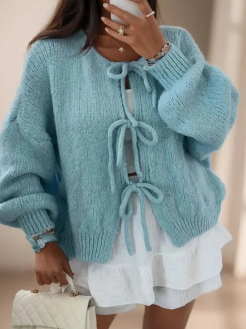 Women's Knitted Cardigan | Bows & Warm
