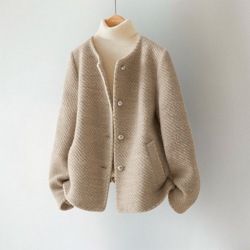 Women's Cardigan | Fine Texture & Collarless Cut