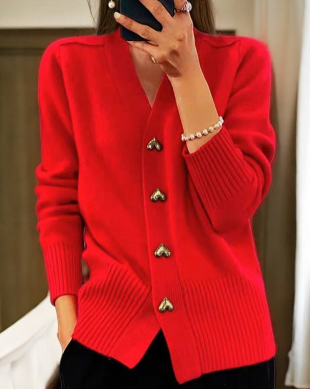 Women's Cardigan | Heart Buttons & Feel-Good Fit