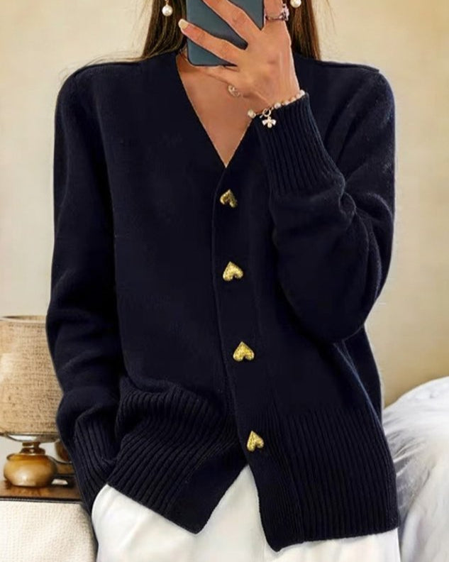 Women's Cardigan | Heart Buttons & Feel-Good Fit