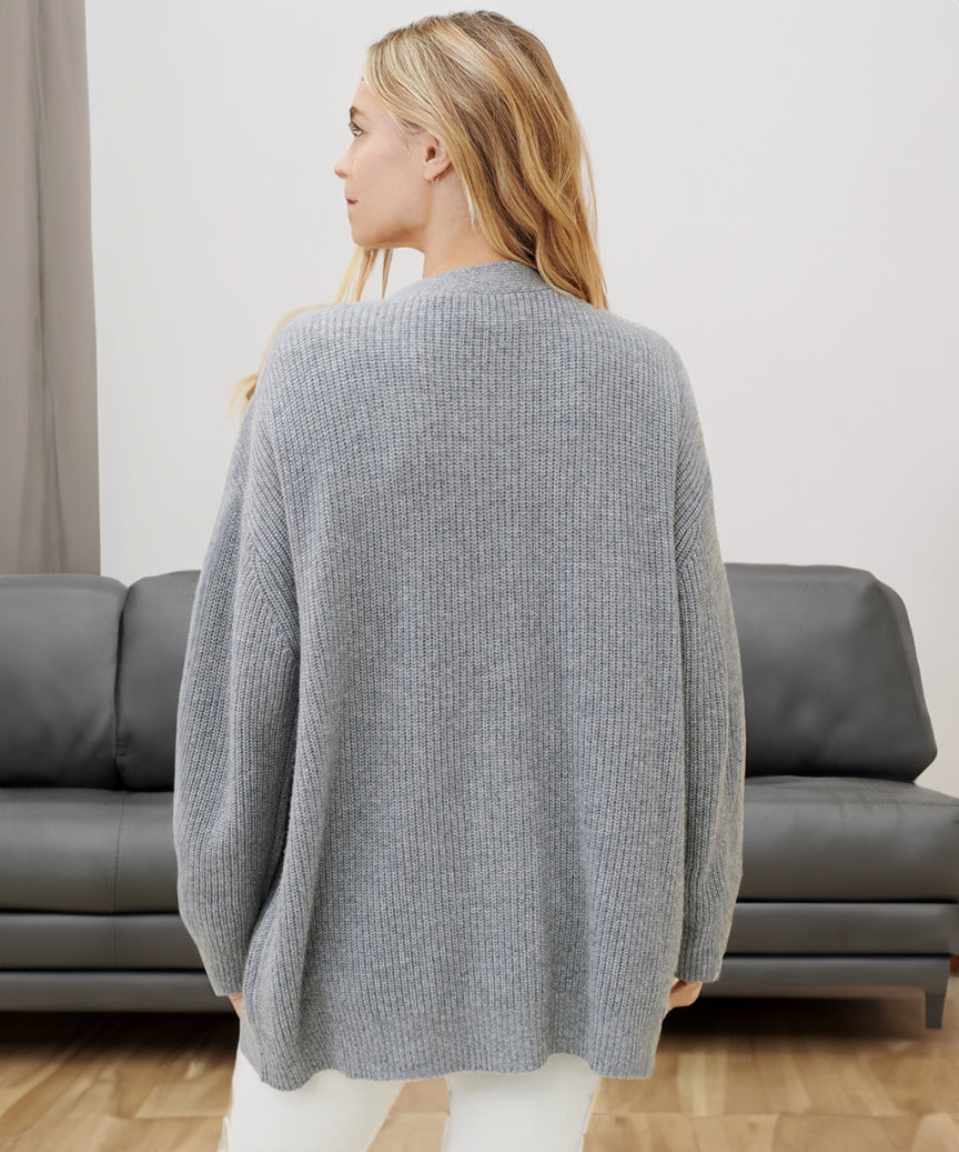Women's Cardigan | Cocoon Cut & Rib Knit
