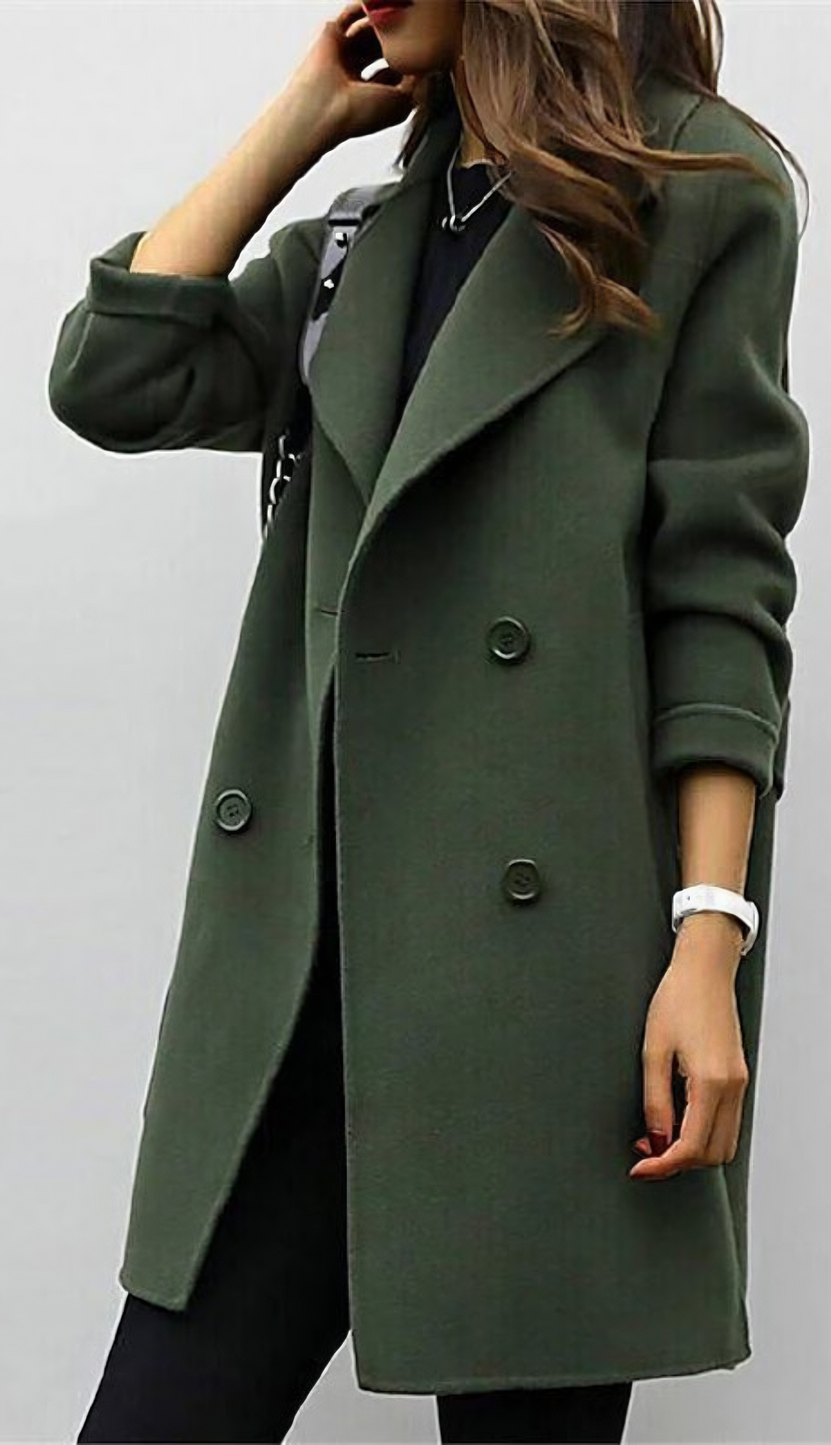 Women's Long Coat | Wide Lapel Collar