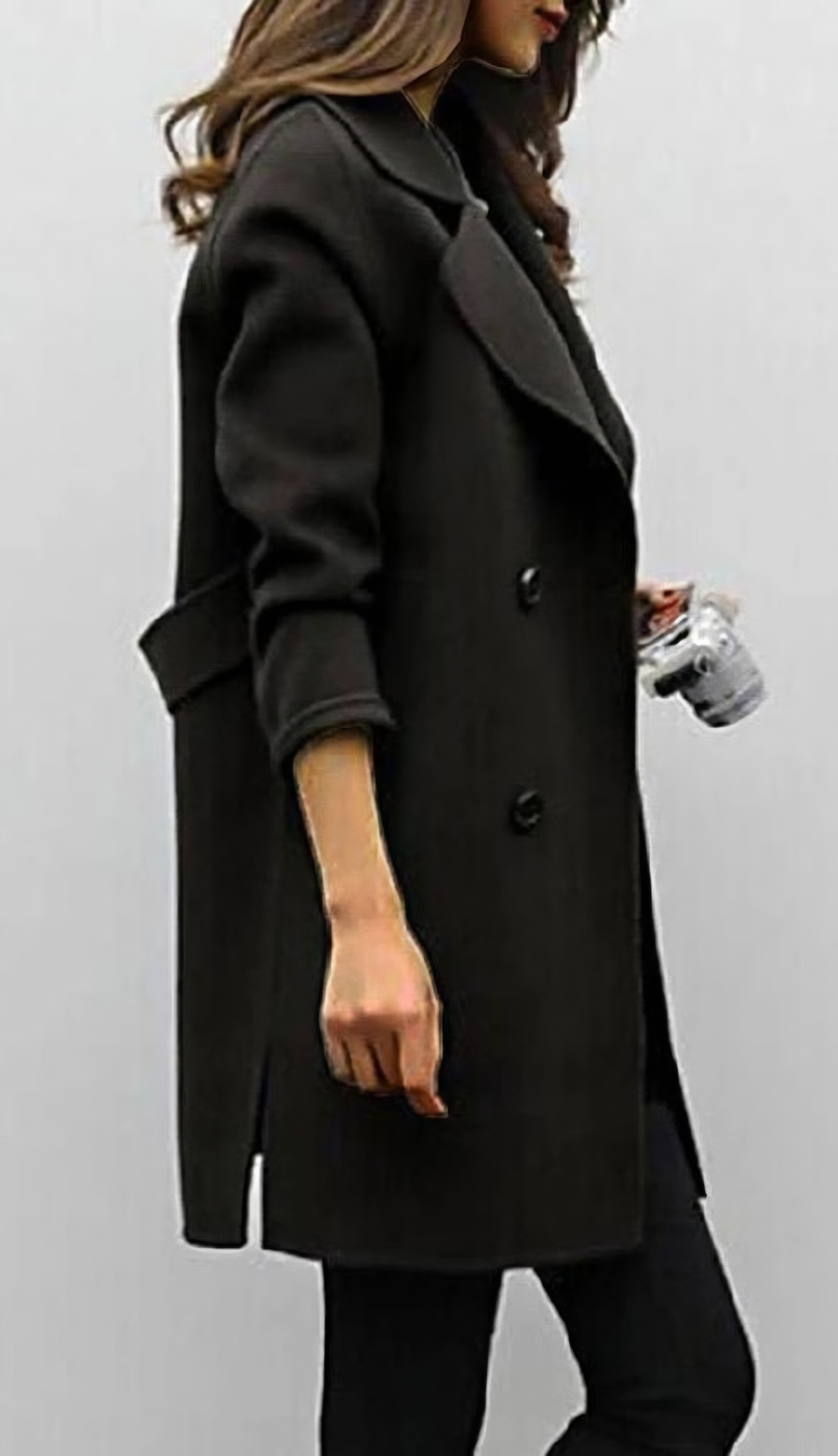 Women's Long Coat | Wide Lapel Collar