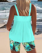 Daphne | Light Ribbed Tankini with Shorts