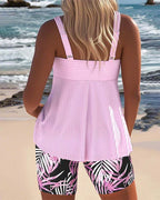 Daphne | Light Ribbed Tankini with Shorts