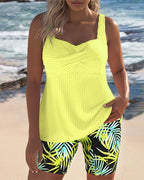 Daphne | Light Ribbed Tankini with Shorts