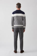 Men's Cable Sweater | Colorblock Panels