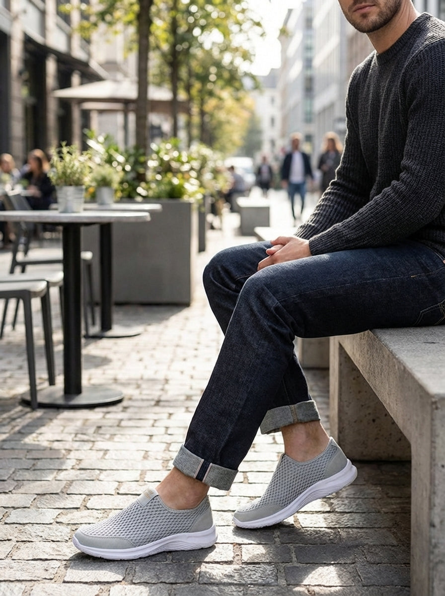 Men's Slip-On Sneakers with Mesh and Profile Sole